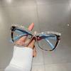 Fashion Anti-Blue Light Glasses Luxury Large Frame Eyewear Convenient Rhinestone Glasses  Selfie