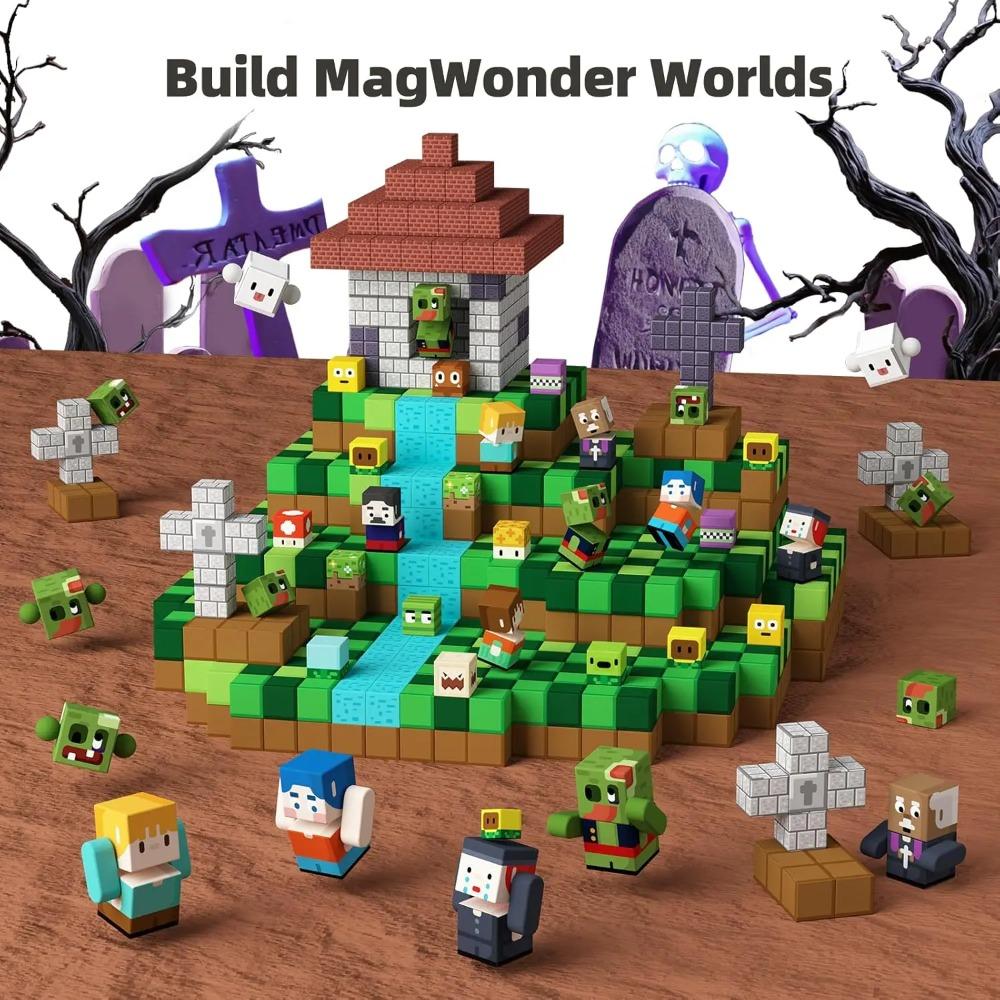 Magnetische Bausteine Mine World Magnetische Pflanzen Zombies Ziegelwürfel STEM Sensorisches Spielzeug Set 2025 Bestes Geschenk für 3+ Junge Mädchen Kind