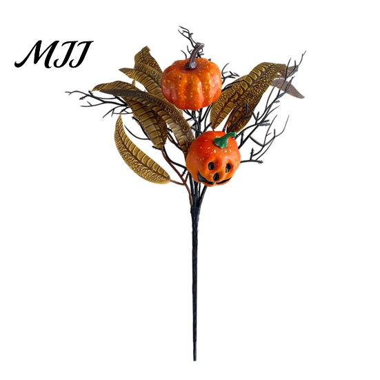 Black And Orange Bouquet Halloween Flowers Decorations, Artificial with Pumpkin Rose Eucalyptus Maple Leaf Autumn Harvest Floral Stems, Indoor