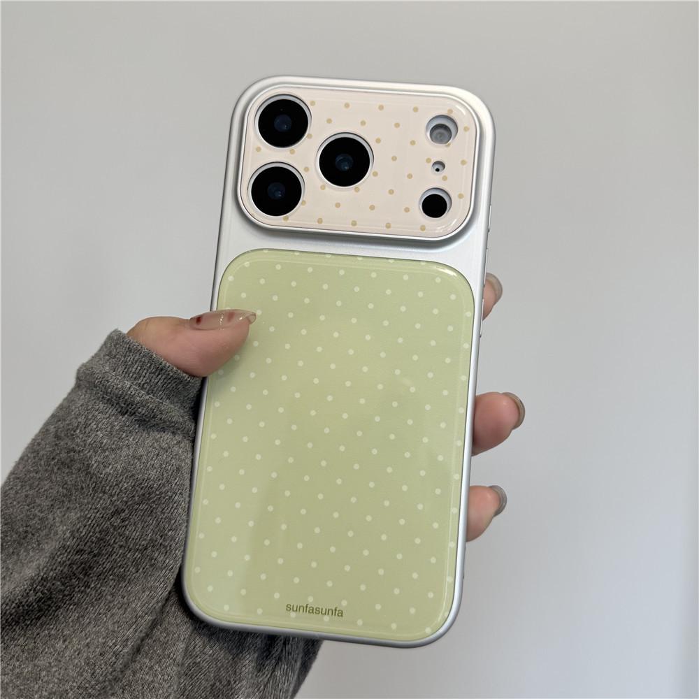 

Fresh Matcha Green Polka Dot iPhone Case, Compatible with iPhone 17 Pro Max, 16 Pro, 15 Pro, 14; Contrast Color Niche Design 14 Pro Max