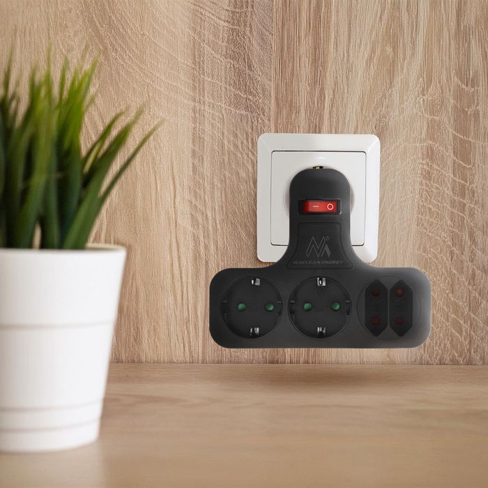 Multiprise - maclean energy - mce224 g - 4 prises - interrupteur marche/arrêt - protection enfants