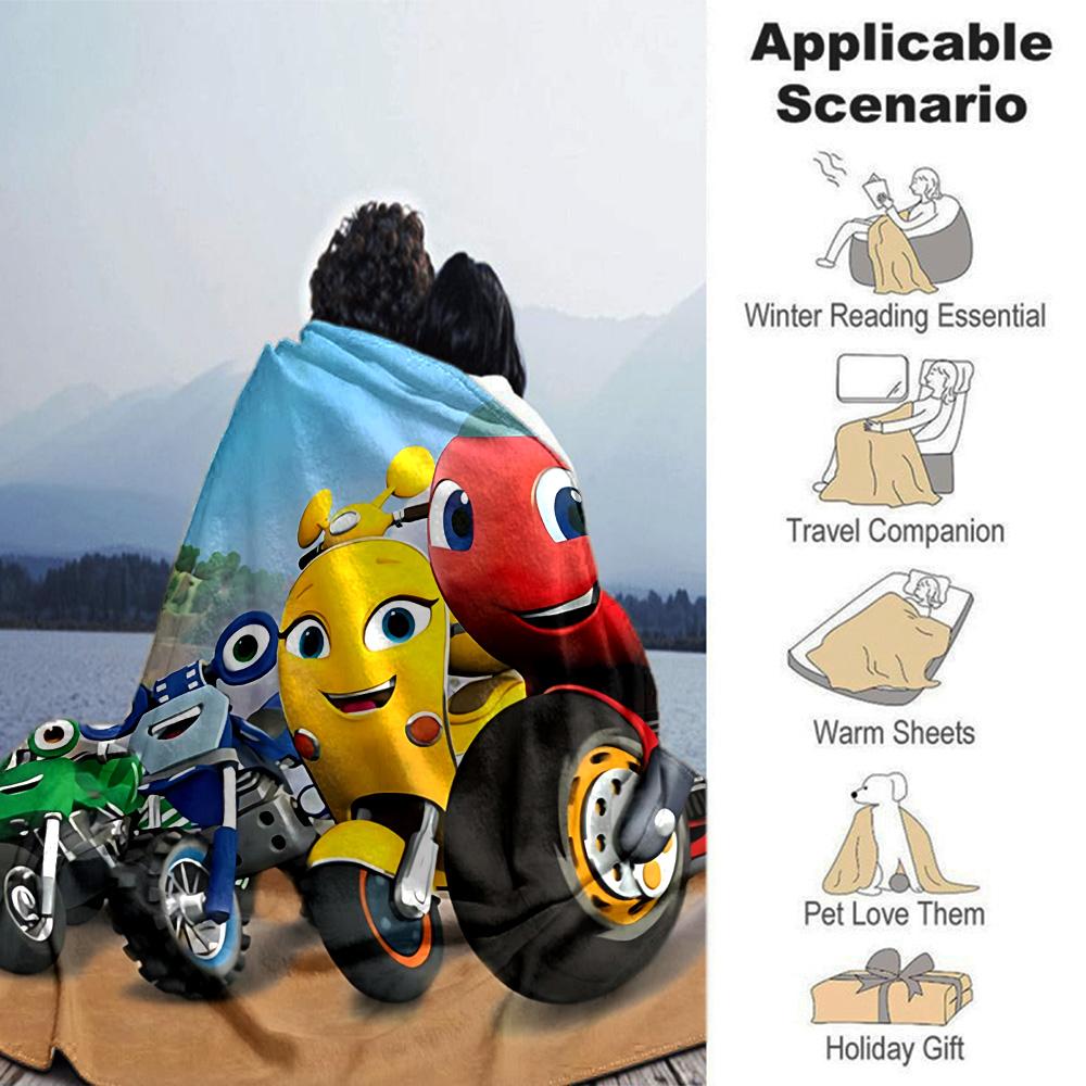 Monster Machine Adventure Flannel Blanket Super Soft Warm Cozy Blanket for Sofa Bed Office Travel All‑Season Home Decor Gift
