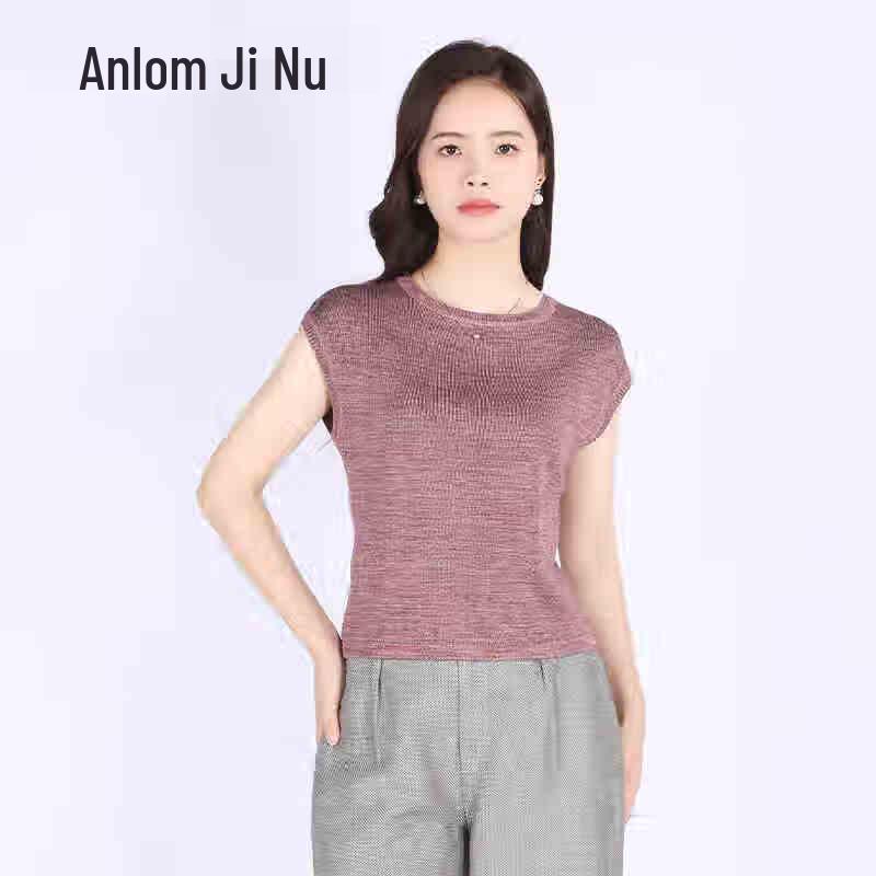 

Anlom Женский облегающий трикотажный топ без рукавов с круглым вырезом 4XL