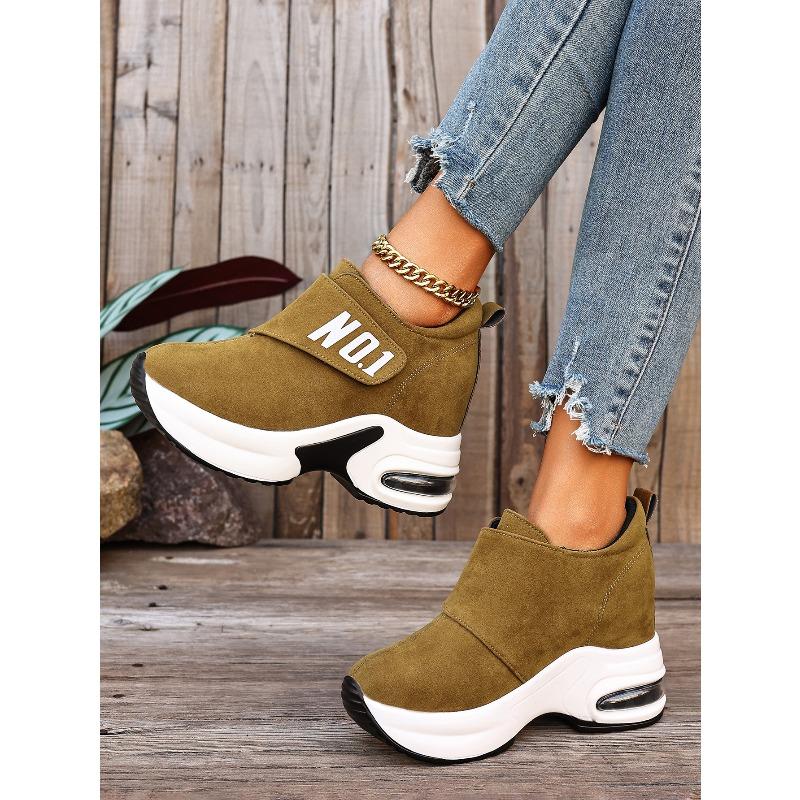Alphabet Plus Size Wedge Sneakers 2025 Fall New Velcro Platform Casual Shoes