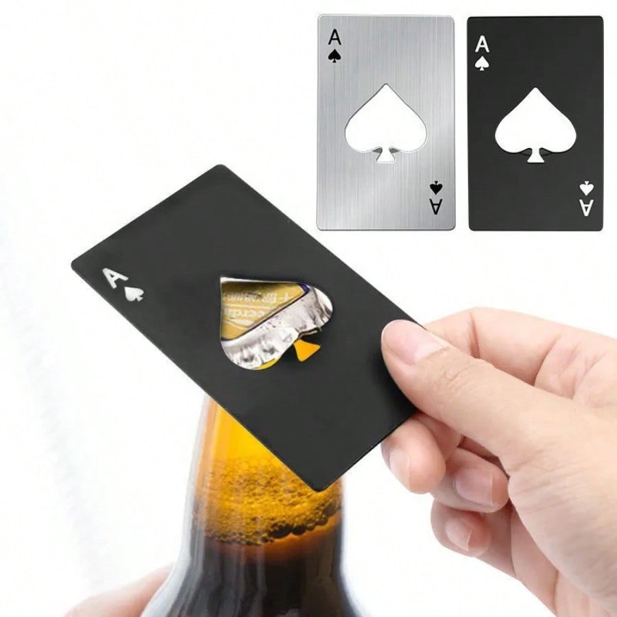 2pcs Beer Starter Spade A Credit Card Bottle Opener Creative Playing Card Shape Stainless Steel Home Tools Bottle Starter