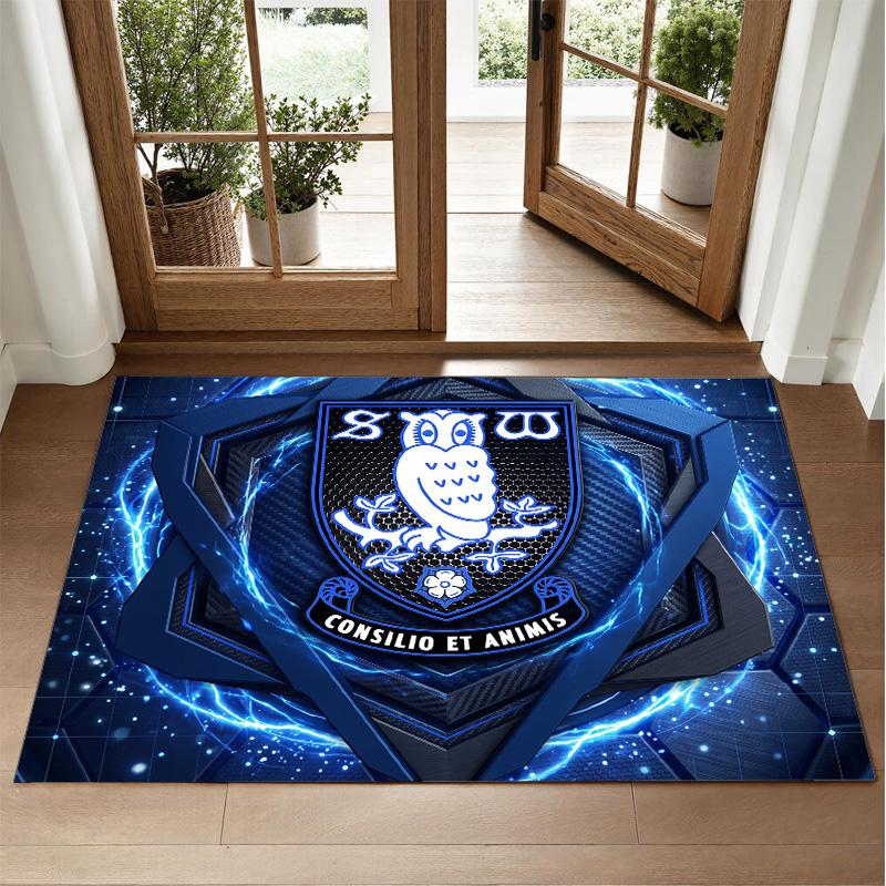 Sheffield Wednesday Football Design Crystal Velvet Rug Soft Decorative Mat for Bedroom Entrance