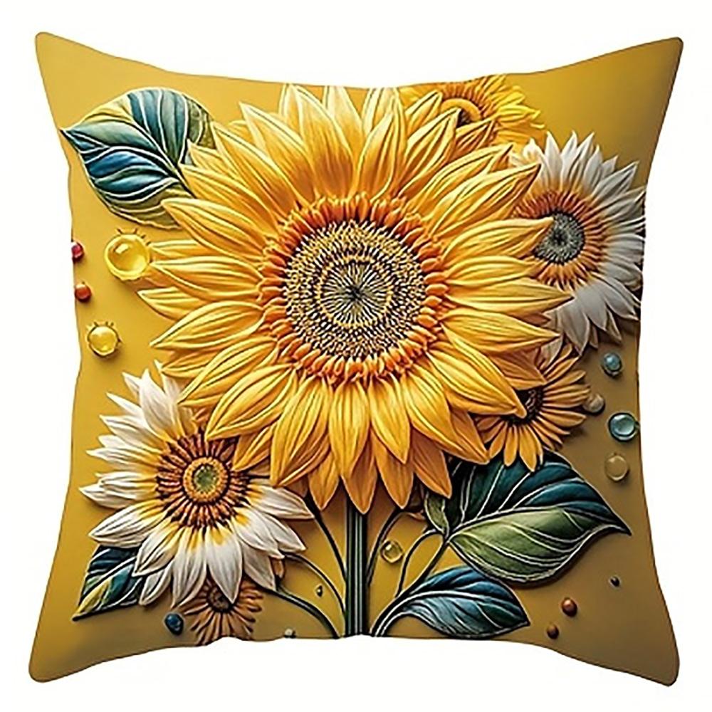 1/4Pcs Sunflower Patterned Pillowcases For Stylish Sleep Sofa Cushion Cover Home Bedroom Room Decoration