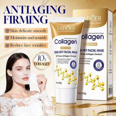 SADOER Collagen Tear Mask Anti-Wrinkle Firming Softening Pampering Facial Masks Moisturizing Hydrating Face Care Wrapped Masks