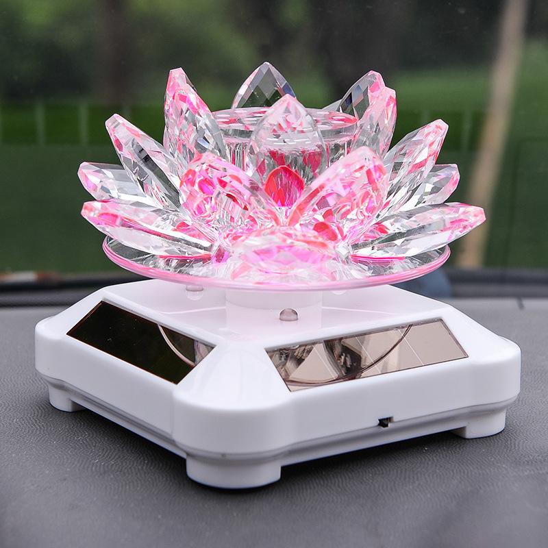Solar-Powered Rotating Lotus Car Perfume Ornament