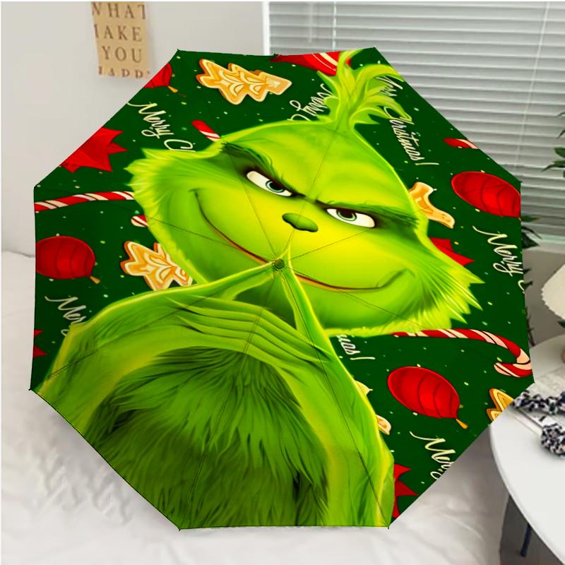 Weihnachten Jack & Der Grinch Druck Automatischer Regenschirm, 8 Rippen Eisenrahmen, Kunststoffgriff, Geeignet für Reisen im Freien & Täglich, Ideales Geschenk