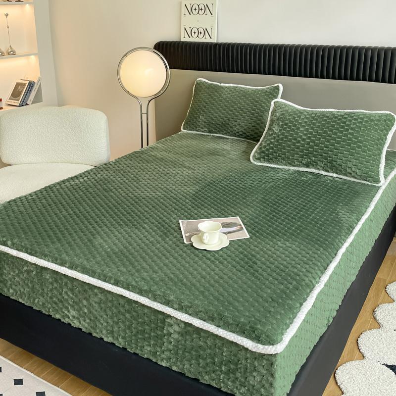 1ks Plain Bed Cover Teplé prostěradlo pro zimní fundas de colchón Elastické prostěradla Plyšové chrániče matrací(Žádný povlak na polštář)