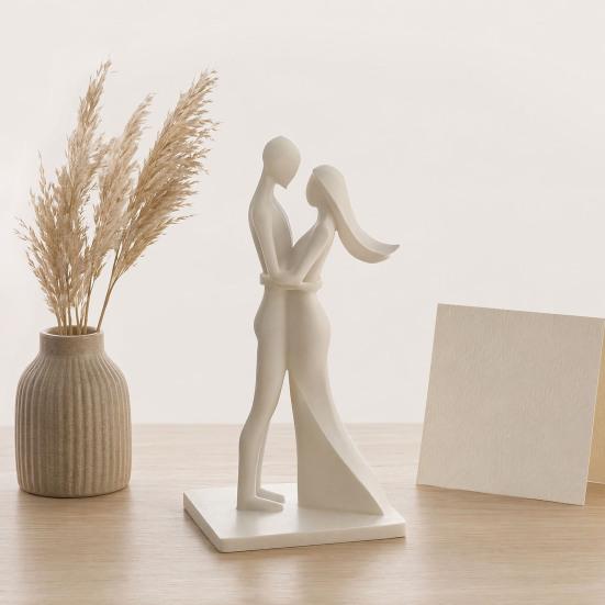 Couple Figurine, 3D Printed Hugging Couple Statue, Modern Romantic Sculpture for Living Room, Bedroom, Office, Shelf, Table Decor