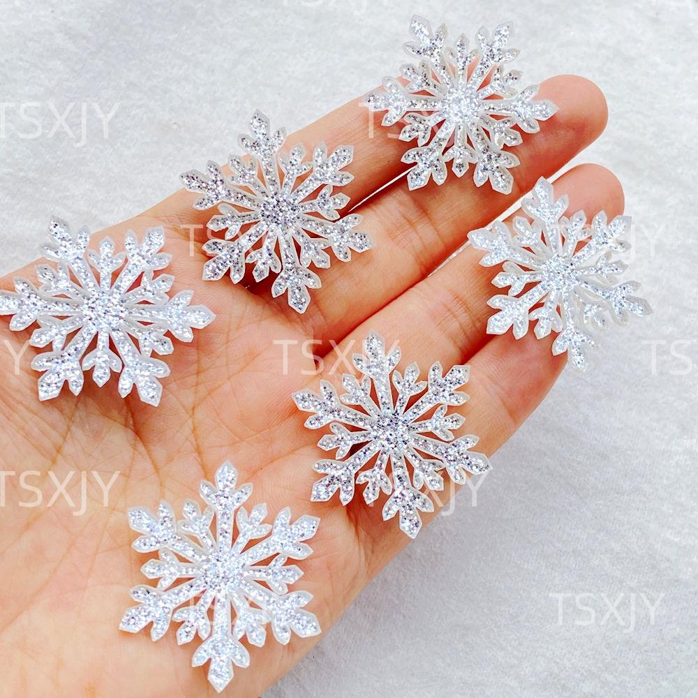 6PCS Sparkling Acrylic Christmas Snowflakes Scrapbook DIY Jewelry Decor Crafts Accessories