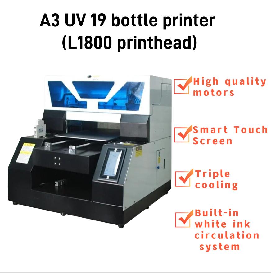 A3 UV 19 Flatbed Automatic Bottle Label Printer Machine For Flatbed Metal