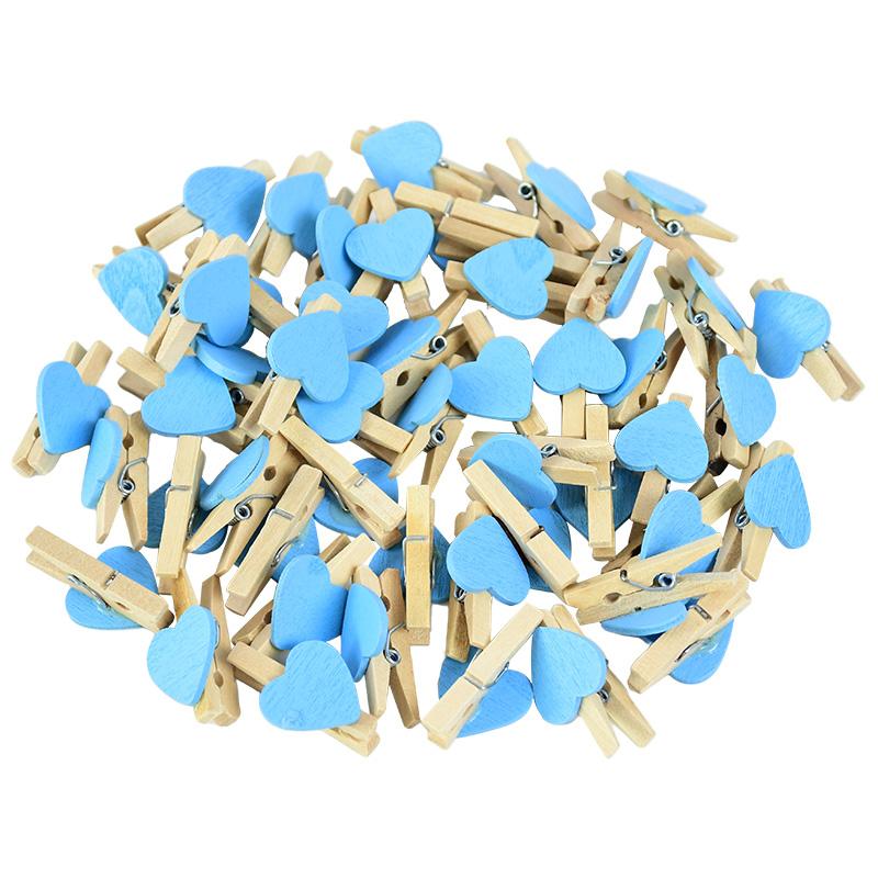 50pcs Mini Wooden Clip Love Heart Shape Photo Paper Clips Pegs Valentines Day Wedding Birthday Party Home Decoration DIY Crafts