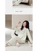 Women's Pure Cotton Striped Long-Sleeve Pajamas Set for Spring/Autumn, Wear Indoors or Out, Customizable Design Available.