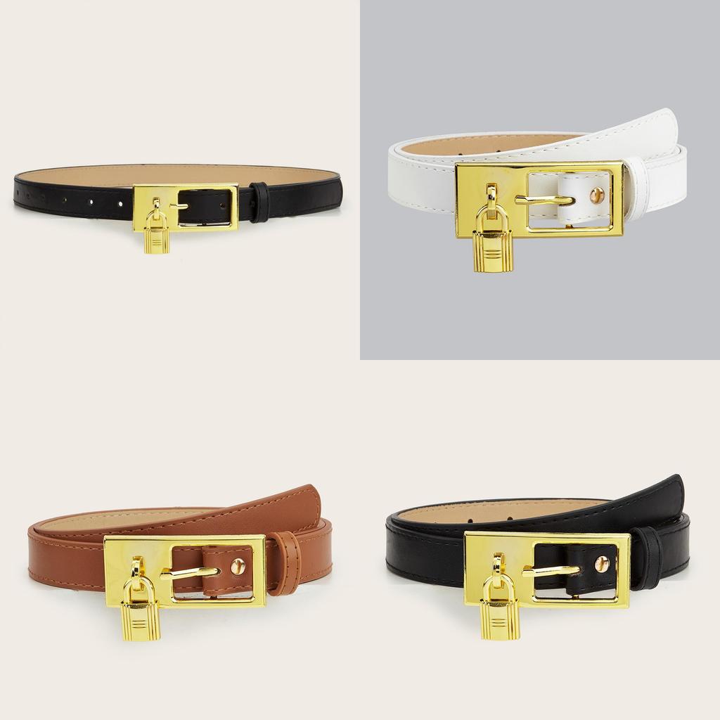 Versatile And Belt Slimming With Metal Buckle Belt Paired With Jeans Dress And