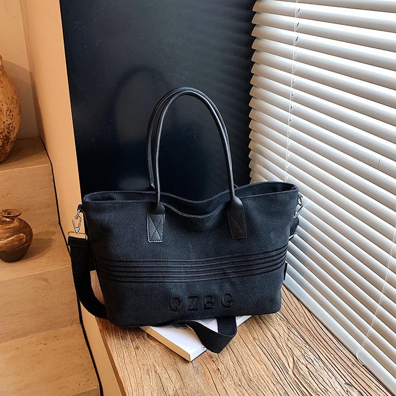 Модная сумка 2025 осень новая нишевая холщовая большая вместительная практичная сумка-тоут простая корейская сумка через плечо