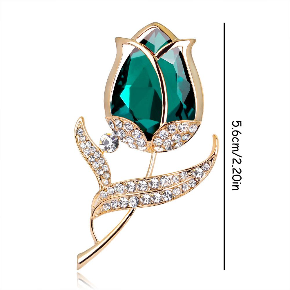 1 Stück Stilvolle florale Brosche Leichter Luxus Seide und Satin Tulpen Explosion Kristall von Österreich Für Frau Hochzeitsschmuck Kleidung