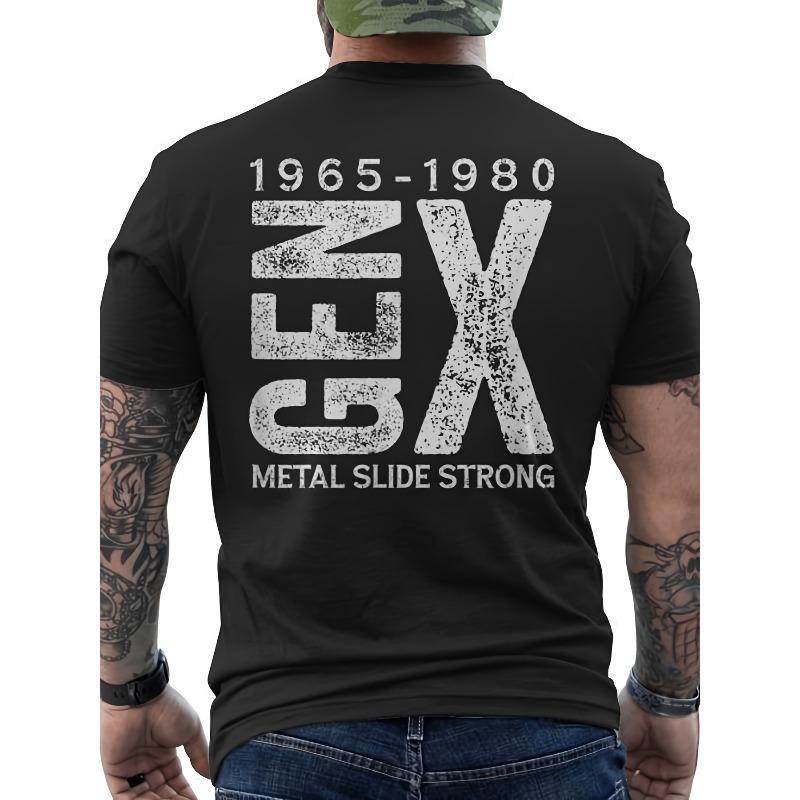 

European Size Generacion X 1965-1980 Metallidetrong Generacion X Camiseta Hombre Estampado Espalda Unisex for Daily Wear Funny Christmas Novelty S чёрный