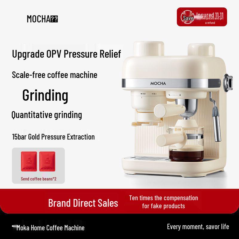 Semi-Automatic Italian Coffee Machine with Built-In Grinder & Milk Frother