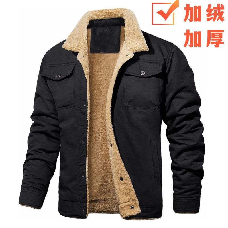[Quick hair] Autumn and winter men's jacket velvet cotton tooling casual jacket men's coat