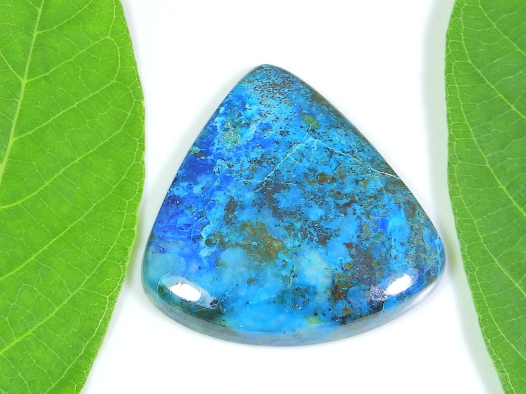 49Cts. AA++ Natural Azurite Crystal Pear Cabochon Loose Gemstone 31X34X05 MM SK-621