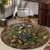 Roses And Berries Design round carpet Chair cushion Round Entryway Rug, Soft Round Rugs for Living Room, Bedroom, Circle Carpet decor gifts