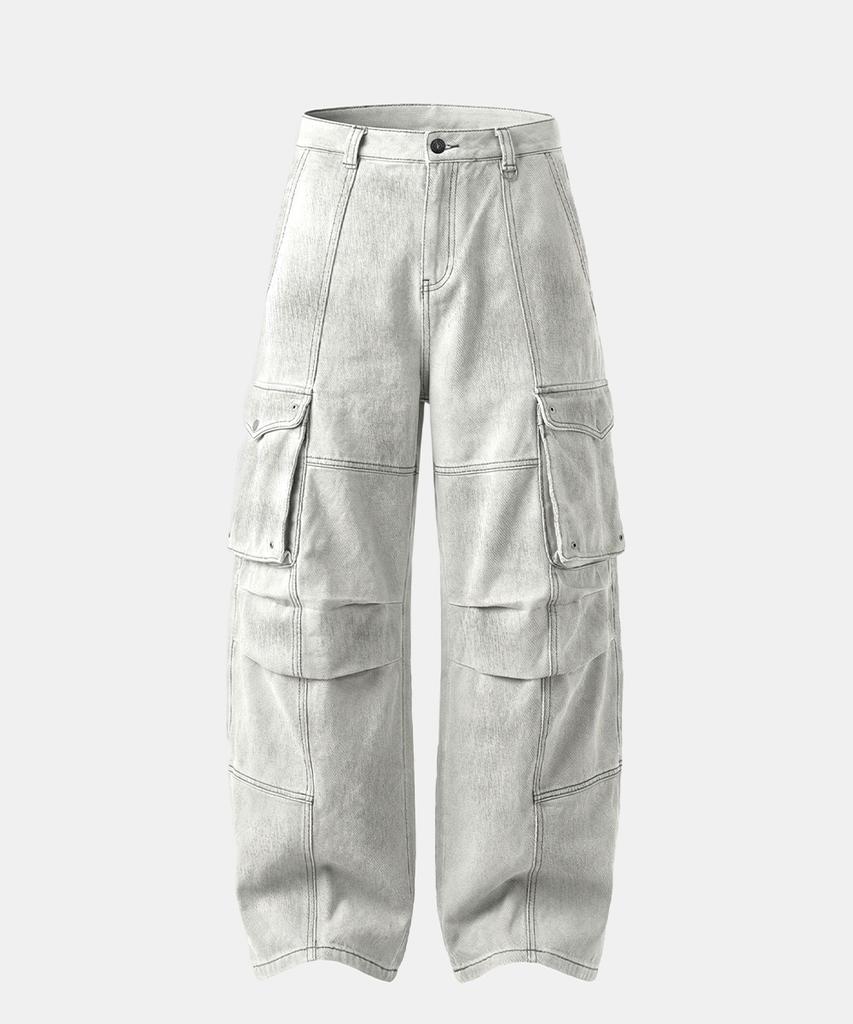 BADBLOOD Arc Curved Fit Cargo Pants - White