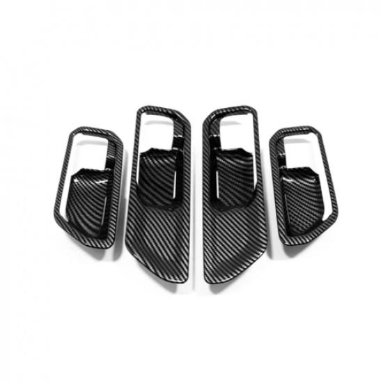 For Toyota Land Cruiser 2024-2026 Inner Door Handle Bowl Trim Carbon Fiber 4pc