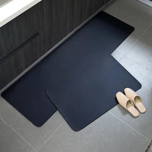 Solid Minimalist Kitchen Floor Mat PVC Anti-slip Waterproof Oil-proof Dirt-resistant Rug Strip Leather Mats for Home