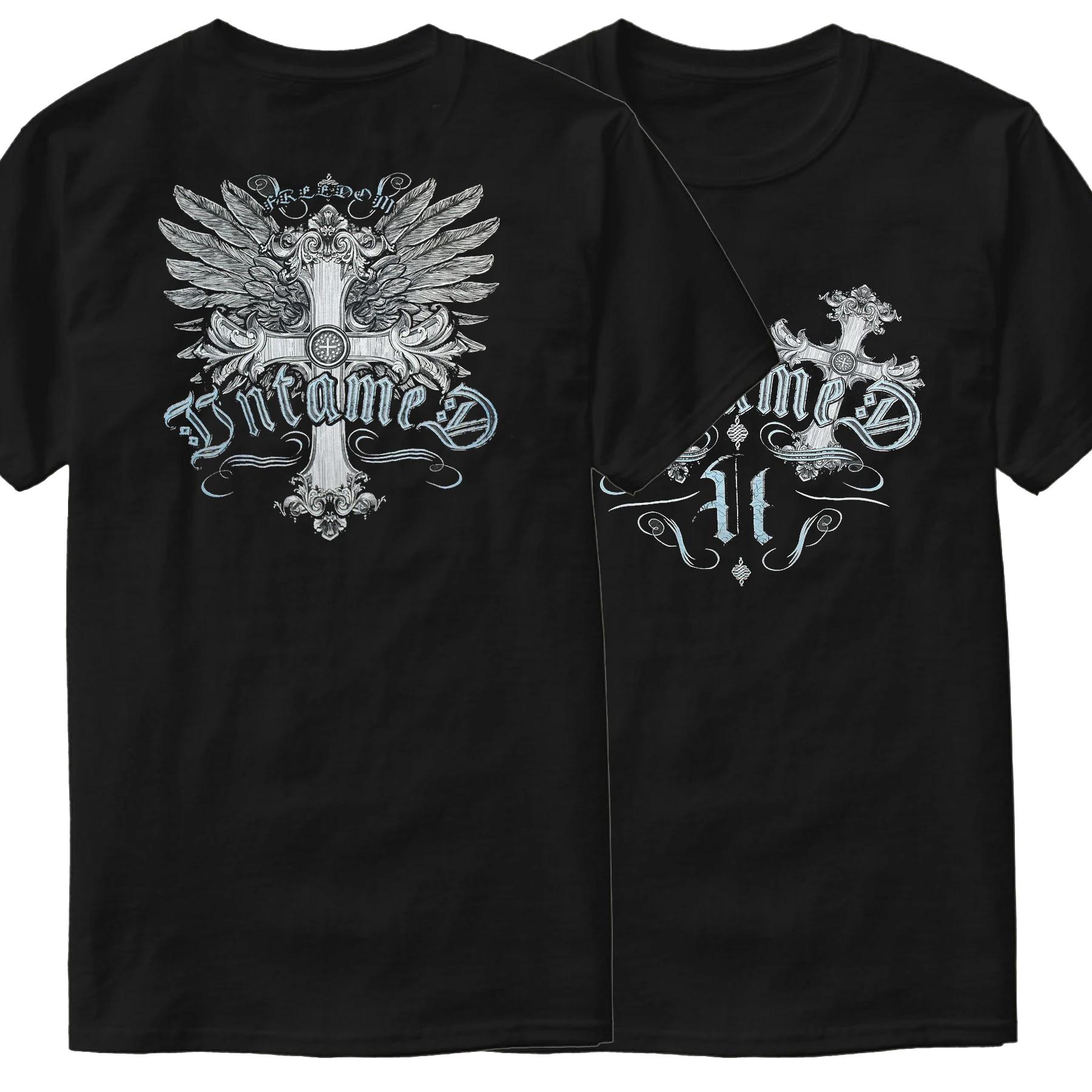 

Hot Sale Cross Wiyh Wings Freedom T-Shirt New 100% Cotton Short Sleeve O-Neck Harajuku Casual Mens T-shirt Fashion Streetwear... S разноцветный
