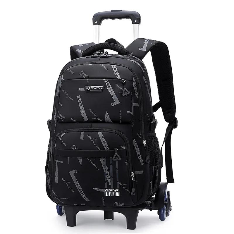 Schooltassen met wielen Rolrugzak voor jongen Kinderen Student Rugzak met wielen Trolley Boekentas Reis Trolley rugzak Bagage