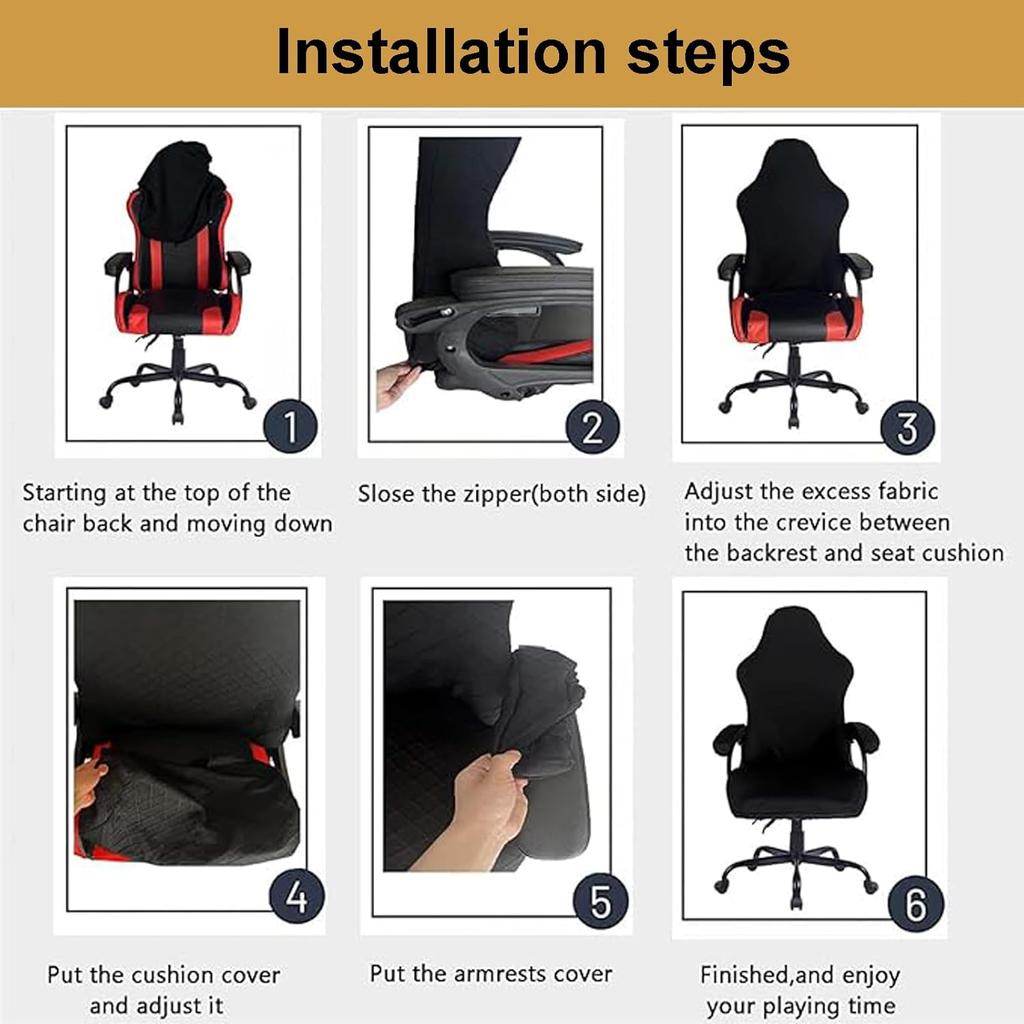 Gaming Chair Cover - Stretchable Machine Washable Fabric Computer Chair Seat Slipcovers Fits Most Office/PC Chairs & Racing Style Seats,Gray
