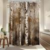 Birch Tree Forest Shower Curtain Machine Washable All Season Waterproof Privacy Protection Nature Design Rustic Hooks Included