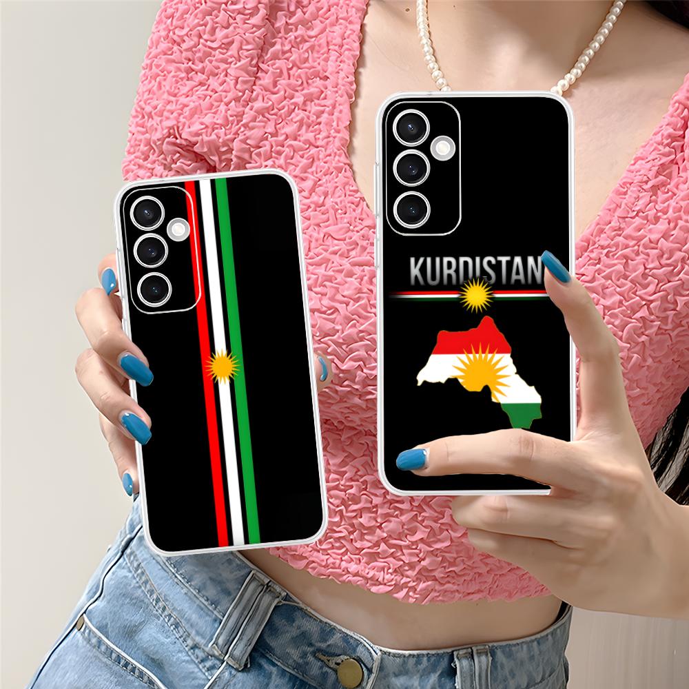 Przezroczyste Etui na Telefon z Flagą Kurdystanu dla Samsung Galaxy S25 S24 S23 S22 S21Plus FE Ultra Kolorowe Pokrowce