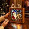 Christmas and Stained Glass Night Light, Wooden Acrylic Tabletop Decorative Lamp,