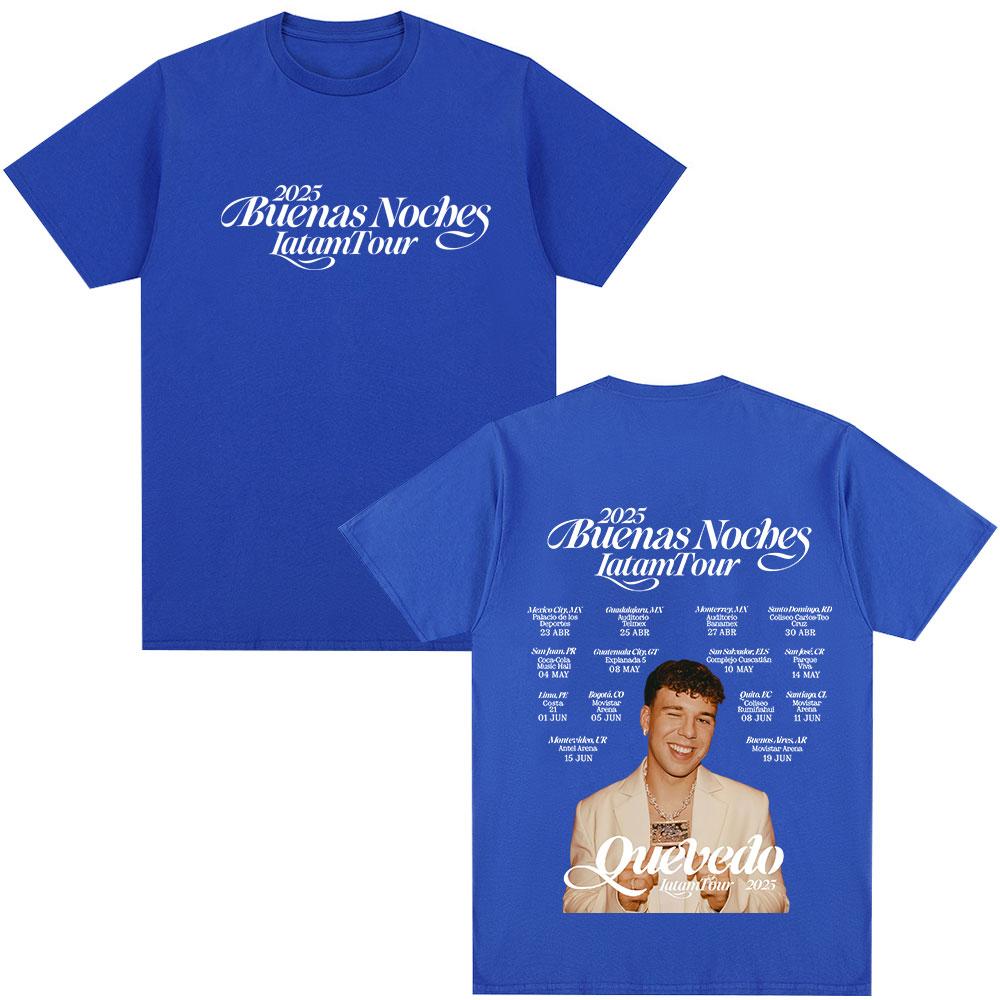 QUEVEDO 2025 DOBROU NOC LATAM TOUR Trička Pánské Dámské Oblečení Retro Móda Nadměrné Bavlněné Tričko Hip Hop Ležérní Trička