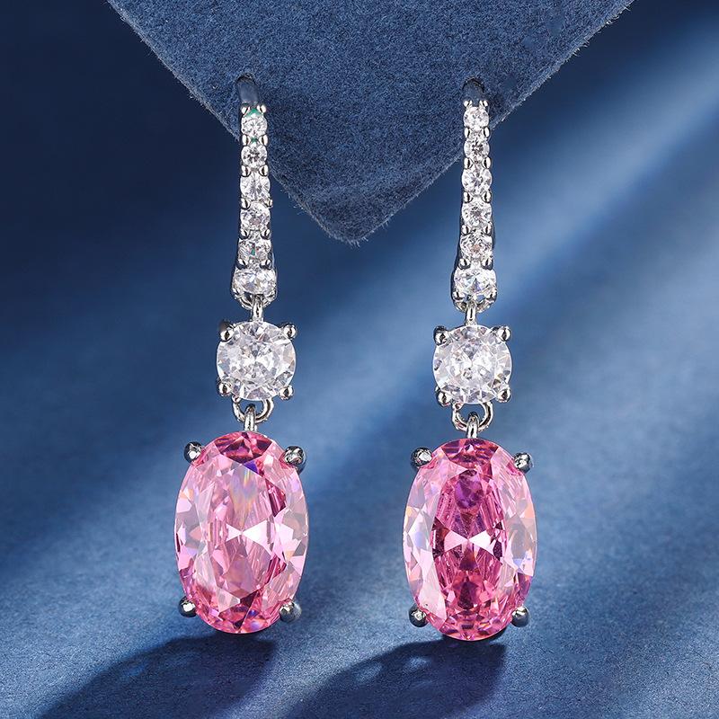 Jewelry Copper Bottom Gold-Plated Simulation Color Treasure Set Female Dan-Shaped Birthday Gift Main Stone 13 * 18-12 * 16