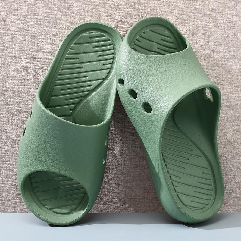 Home non-slip bottom slippers men's and women's indoor household bath bathroom elderly home one-word sandals