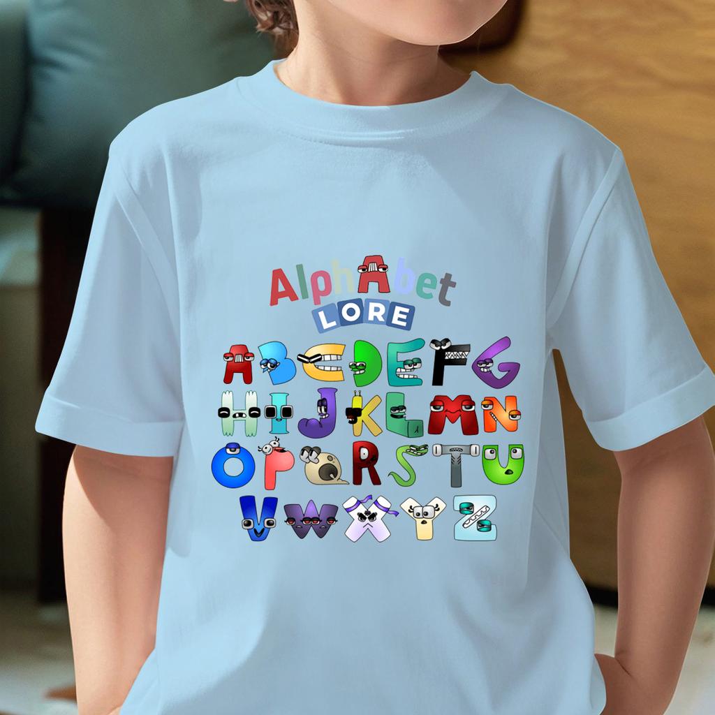 Alphabet Lore Anime Game TShirts Boys Girls Summer ONeck Short Sleeve Tee Alphabet Graphic Kids T Shirts Childrens Clothing