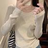 Korean Style Slim Fit Elegant Thin Round Neck Pullover Soft Knitwear Spring Base Layer Long Sleeve Versatile Top For Women