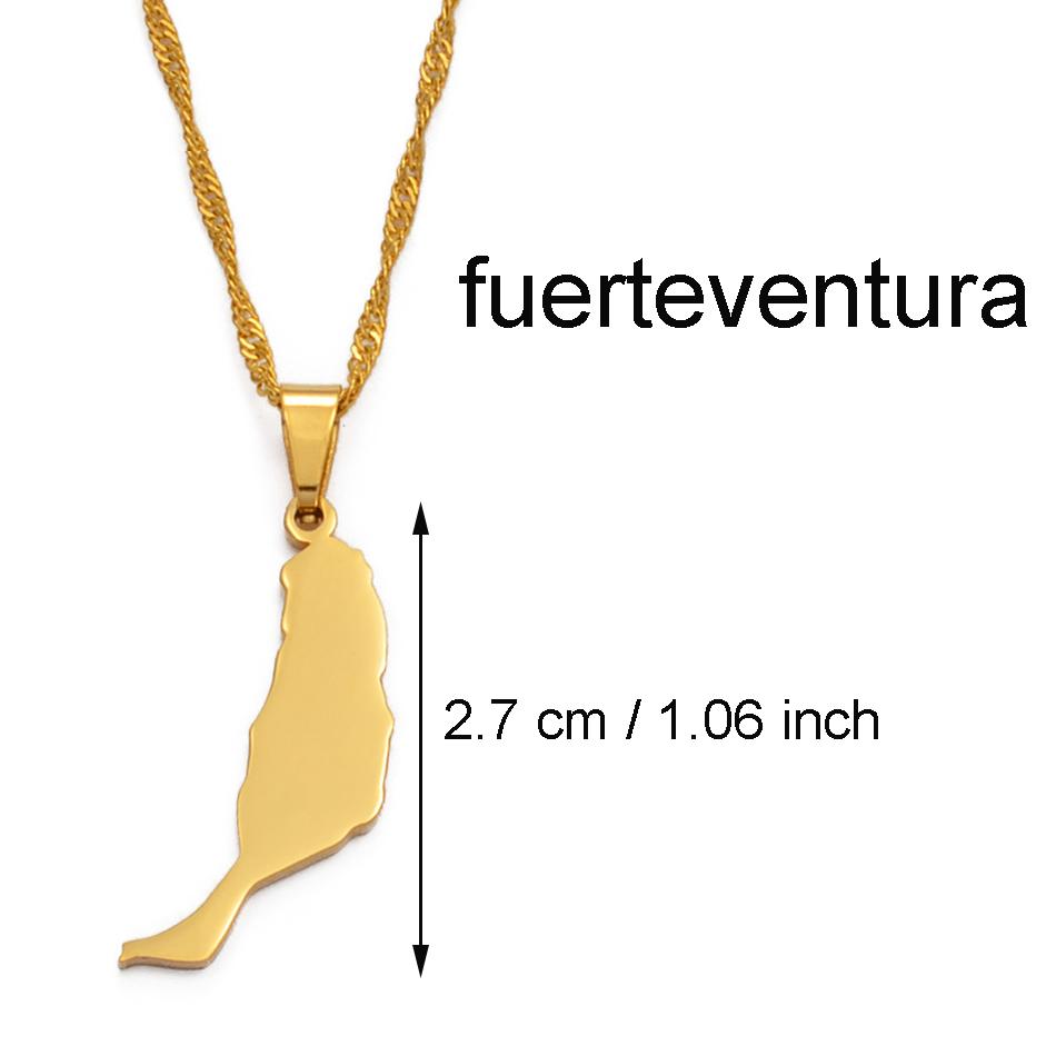 Spanien Kanarische Inseln Teneriffa/Gran Canaria/Fuerteventura/La Palma/Lanzarote Kartenanhänger Halsketten Damen Mädchen Schmuck #120121