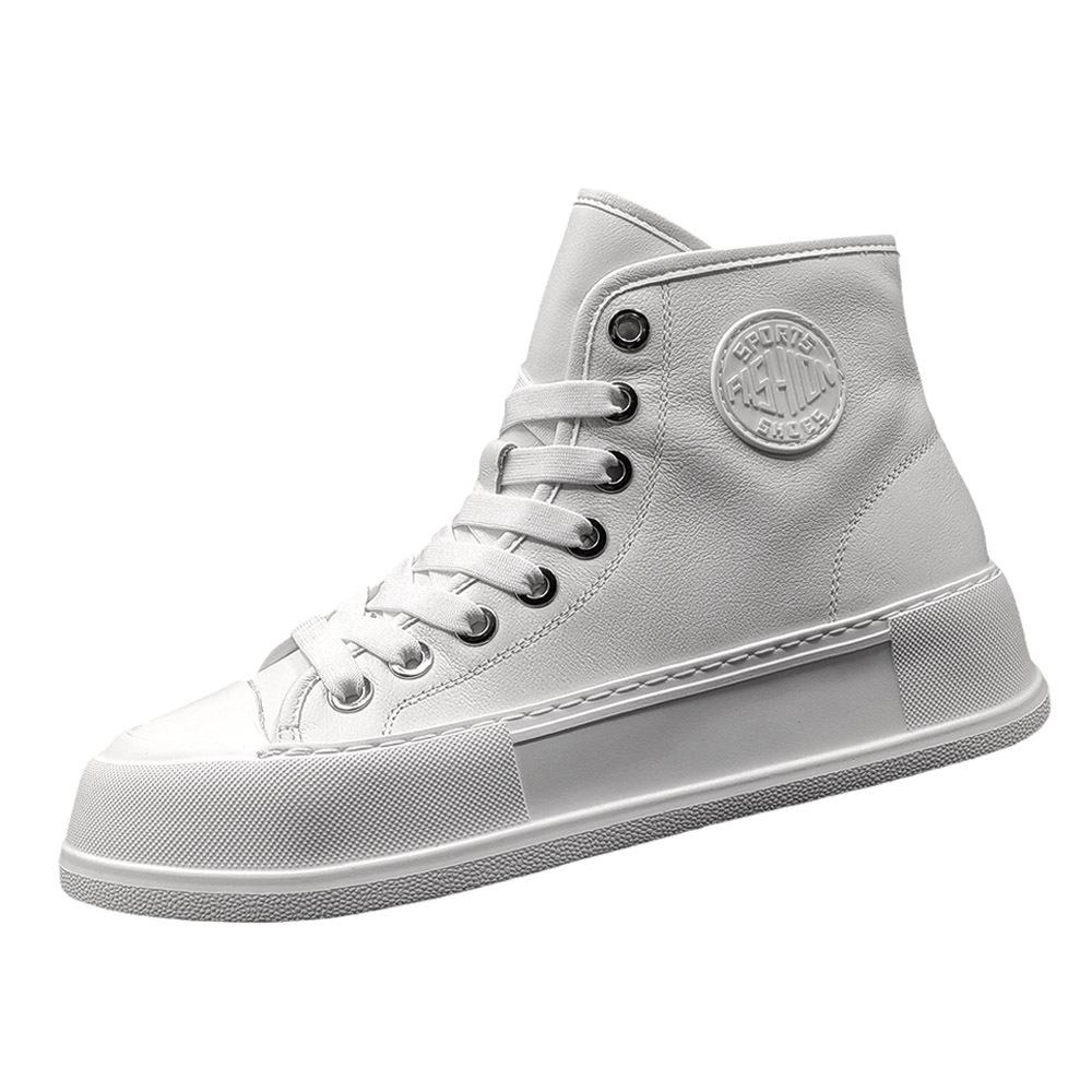 Leather Thick Baseplate Shoes Men'S Versatile Shoes European Station Men'S Shoes Men'S White Shoes High-End Light Luxury High-Tide Shoes