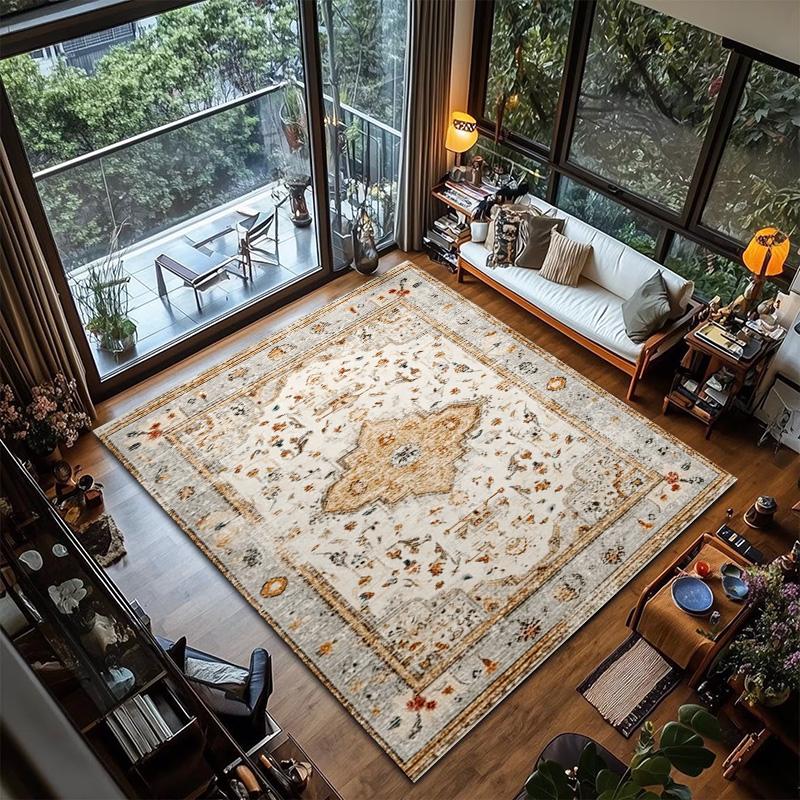 RAKKS Soft Velvet Vintage Moroccan Style Area Rug Non-Slip Indoor Outdoor Carpet for Living Room Bedroom Beside Sofa Home Decor