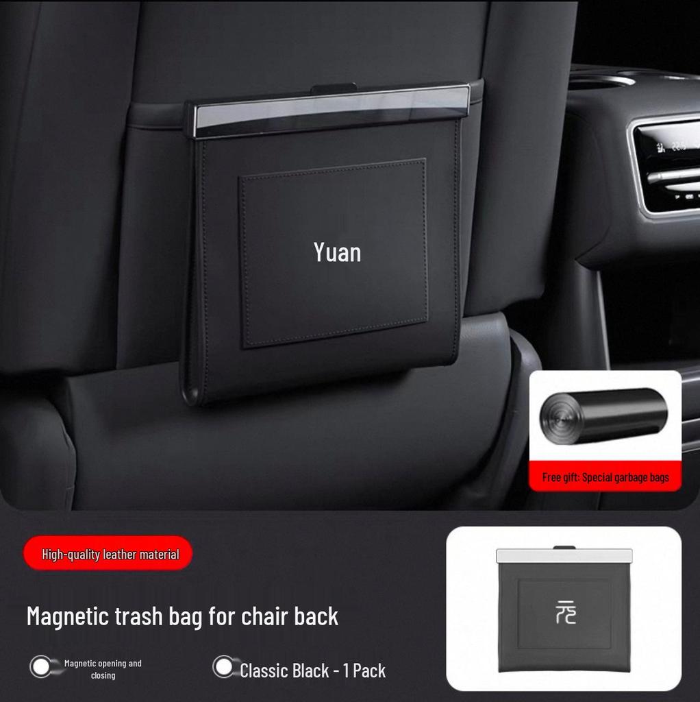 BYD Yuan UP Pro/PLUS Car Seat Back Magnetic Waterproof Leather Trash Bag