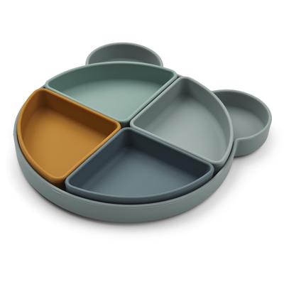 Liewood Baby Tableware Silicon Divider Plate Baby Weaning Food Silicon Plate Baby Plate Kids Plate LIEWOOD Arne Divider Plate Mr Bear Blue [LIEWOOD