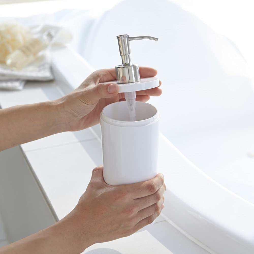 Yamazaki Industry Dispenser Set Round Shampoo Conditioner Body Soap Refill Bottle White 2928 2930 2932 Capacity 500ml (YAMAZAKI) 3-Piece