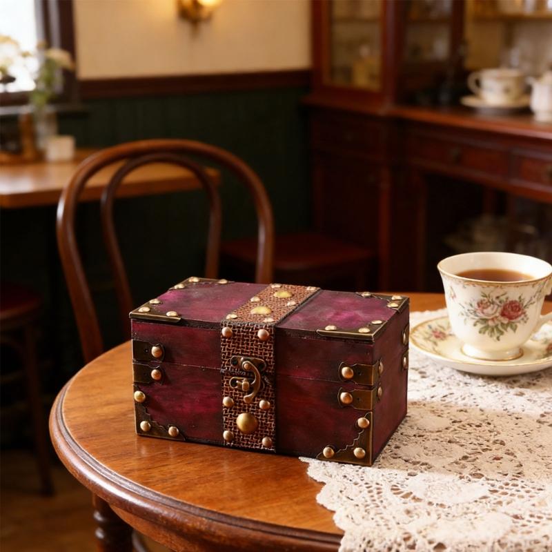 Antique Style Handcrafted Wood Storage Box For Jewelry Organiser And Home Decoration Decorative Case