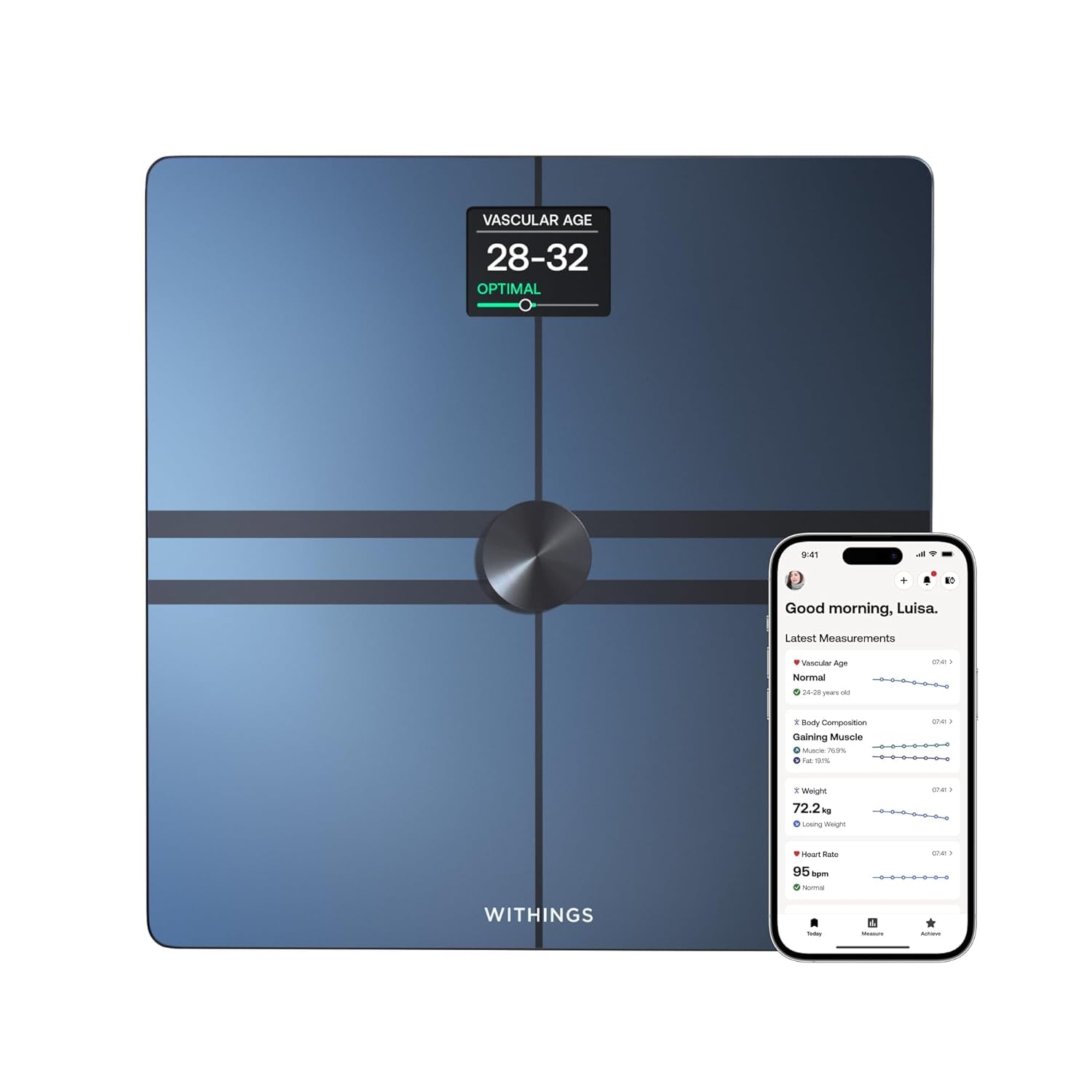 

Ваги Withings Body Comp Smart із Франції Чорний сумісний кольоровий дисплей Японський дистриб’ютор Wi-Fi/Bluetooth [Авторизований продукт] чорний